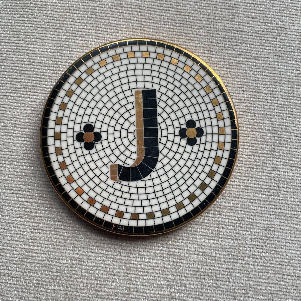 Anthropologie Bistro Tiled Margot Monogram Coaster - "J"